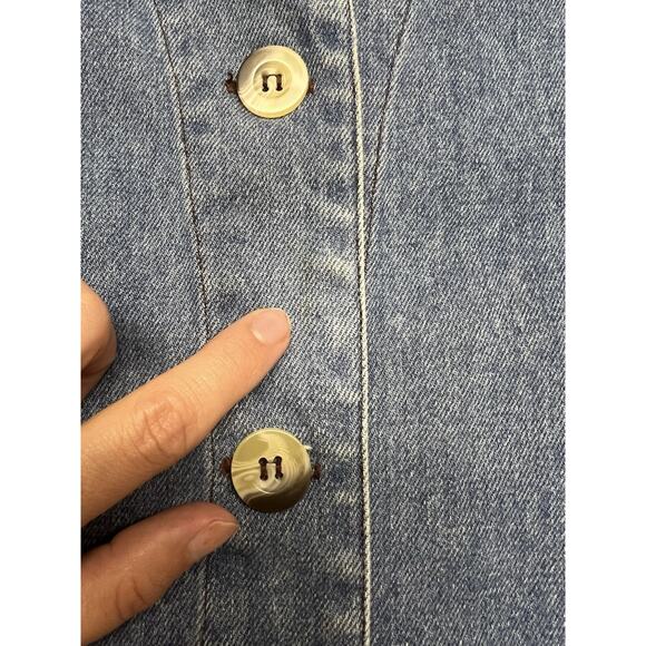 Quacker Factory Cat Denim Shirt Size 1X Corduroy Collar Embroidered Rhinestones - Picture 8 of 14